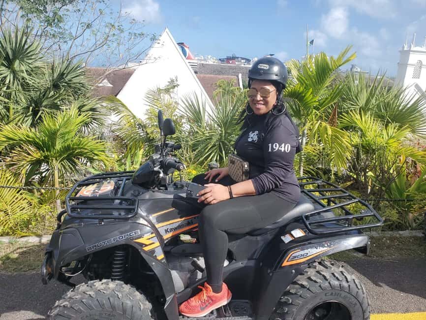 Nassau, Bahamas: ATV Quad Bike Rental - The ATV Setup: Helmet, Contract, Deposit, and Bluetooth Music